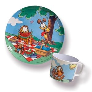 VTG Garfield Melamine Plate And Cup